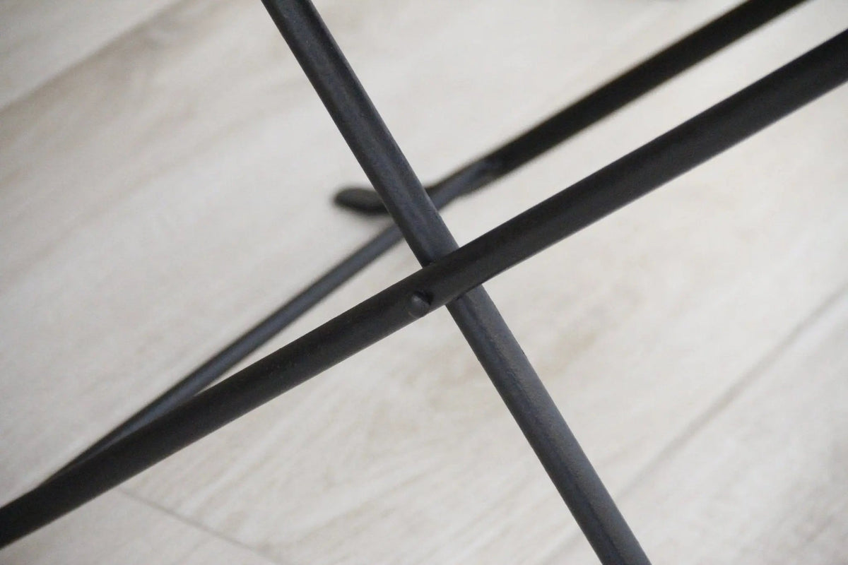Leather Folding Stool | Brown With Black Iron | 2 Piece Bench - Debra Hall Lifestyle
