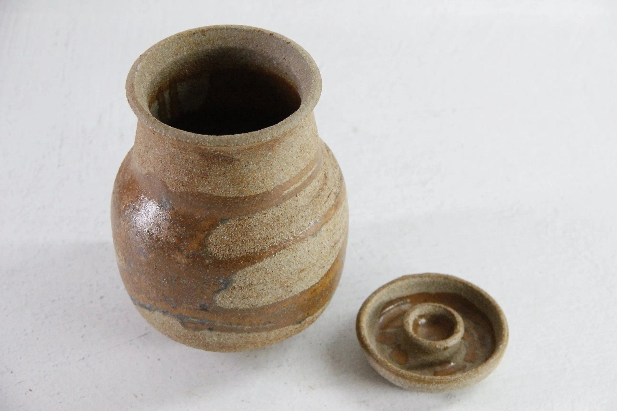 Lidded Jar Pottery Vintage | MCM Handmade Studio Art - Debra Hall Lifestyle