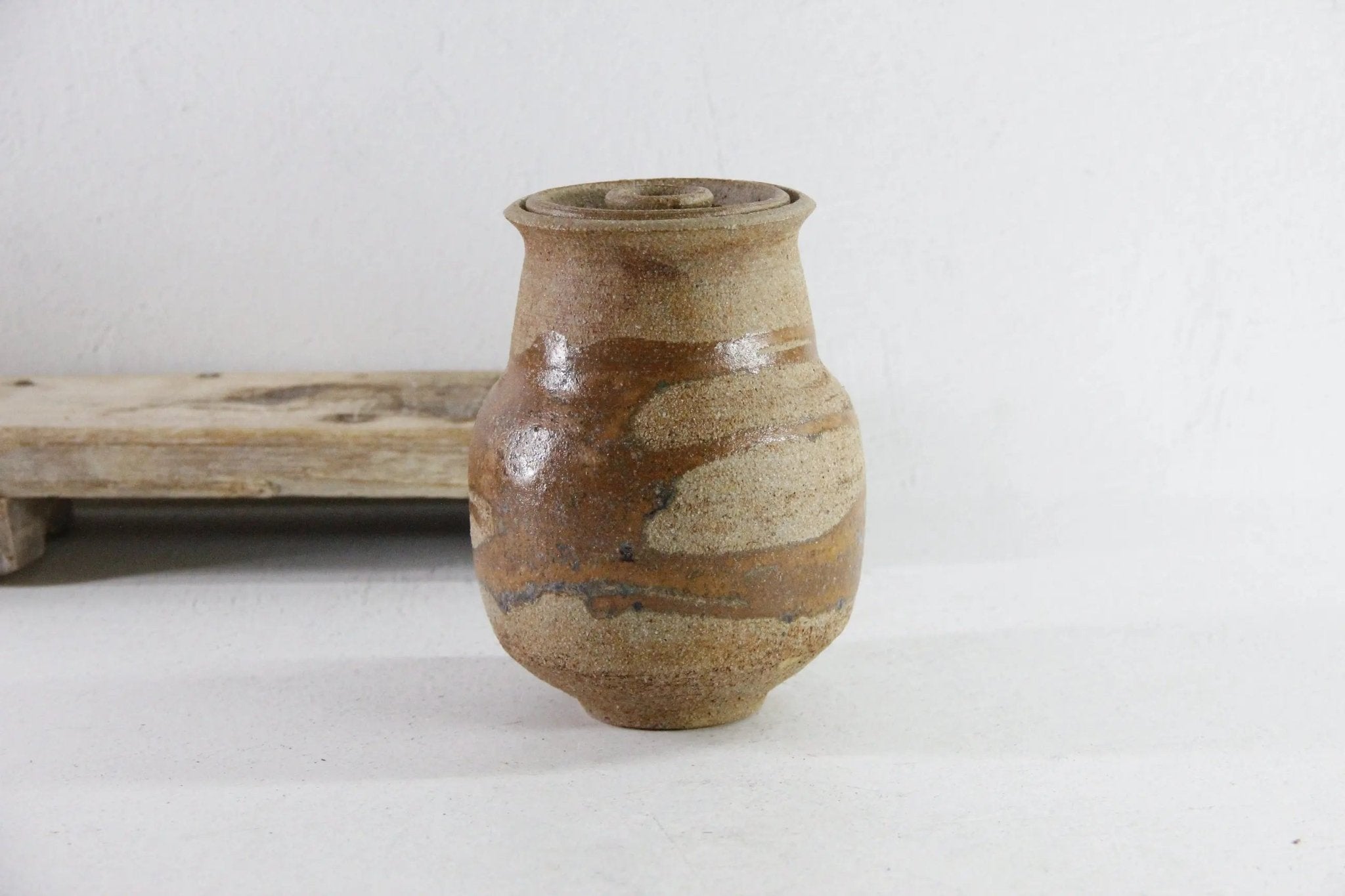 Lidded Jar Pottery Vintage | MCM Handmade Studio Art - Debra Hall Lifestyle