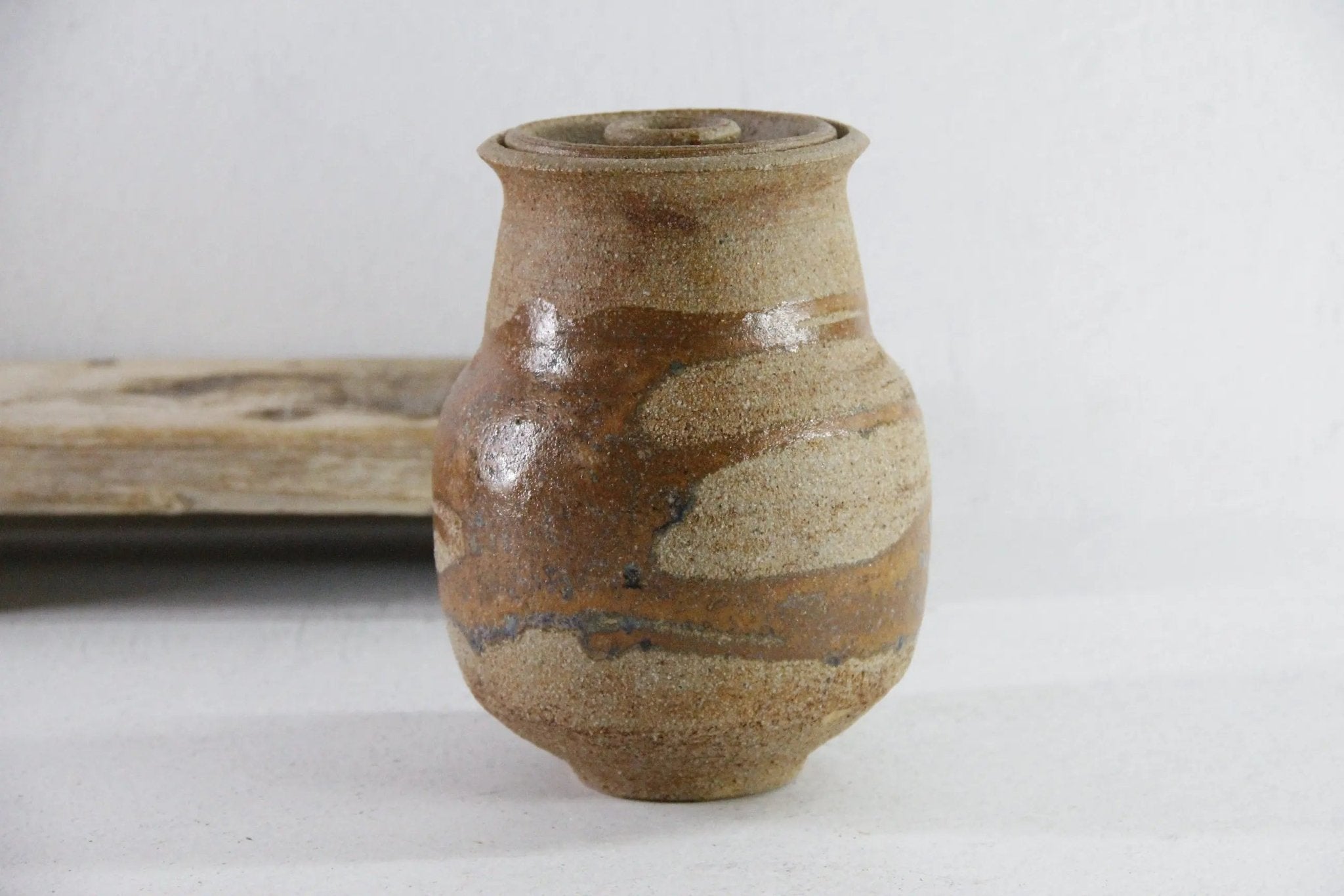 Lidded Jar Pottery Vintage | MCM Handmade Studio Art - Debra Hall Lifestyle