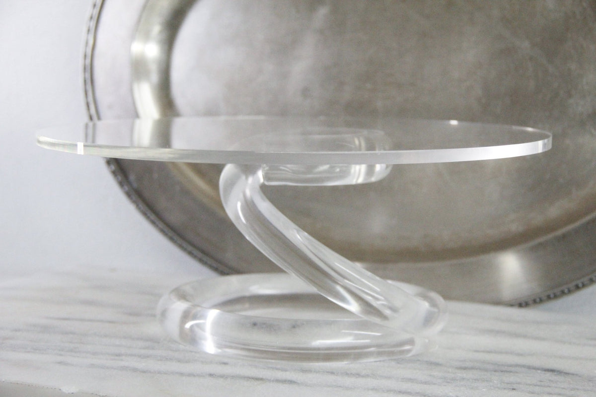 Lucite Cake Stand | Vintage MCM Spiral Pedestal - Debra Hall Lifestyle