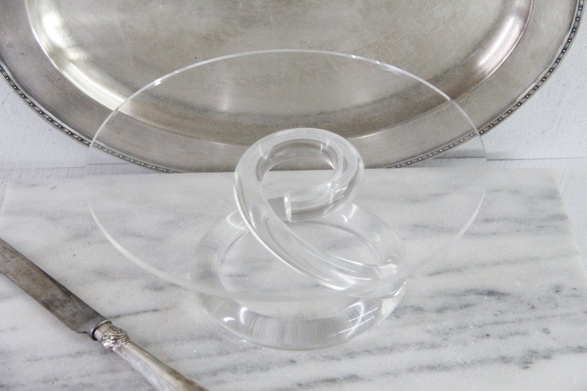 Lucite Cake Stand | Vintage MCM Spiral Pedestal - Debra Hall Lifestyle
