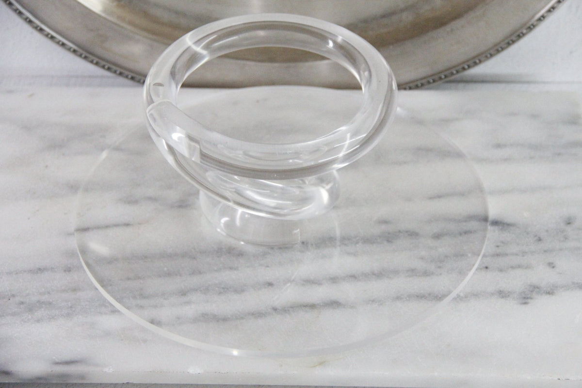 Lucite Cake Stand | Vintage MCM Spiral Pedestal - Debra Hall Lifestyle
