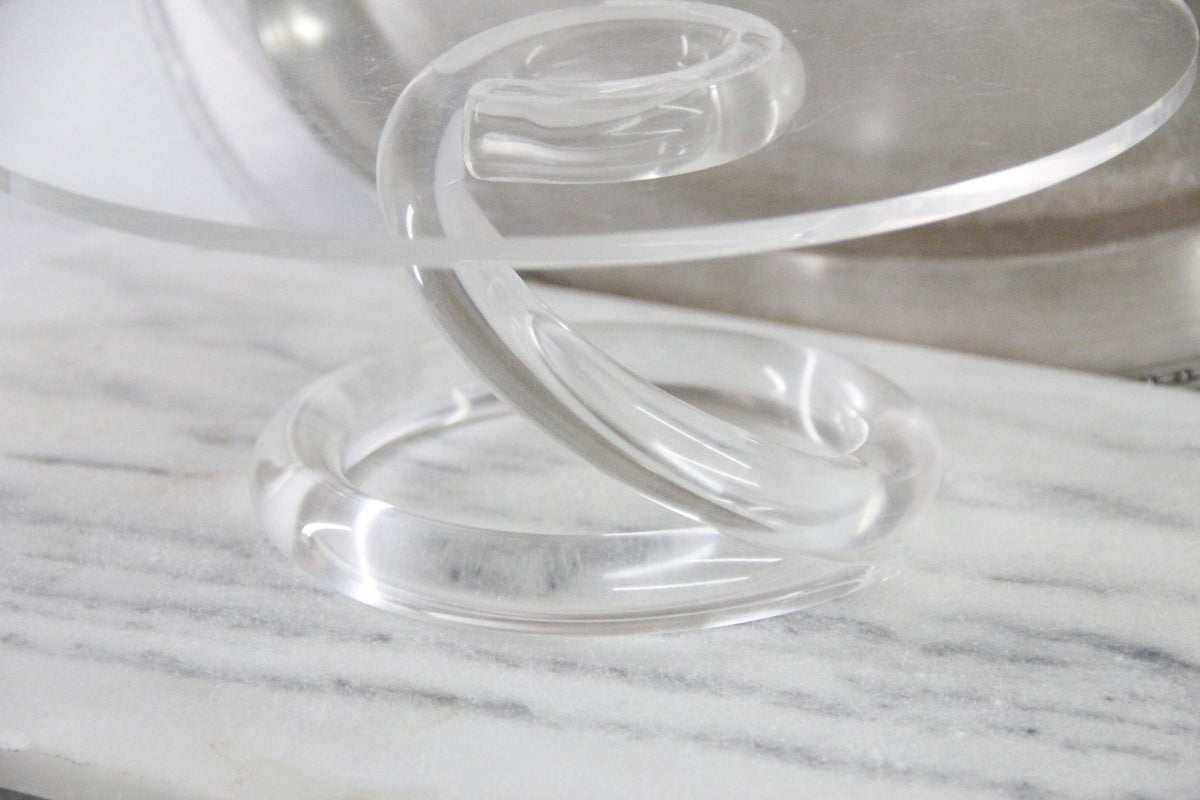 Lucite Cake Stand | Vintage MCM Spiral Pedestal - Debra Hall Lifestyle