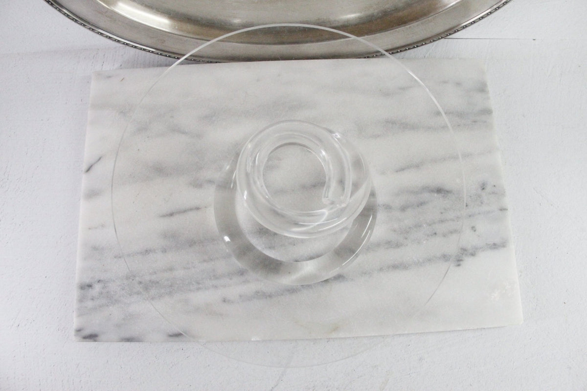 Lucite Cake Stand | Vintage MCM Spiral Pedestal - Debra Hall Lifestyle