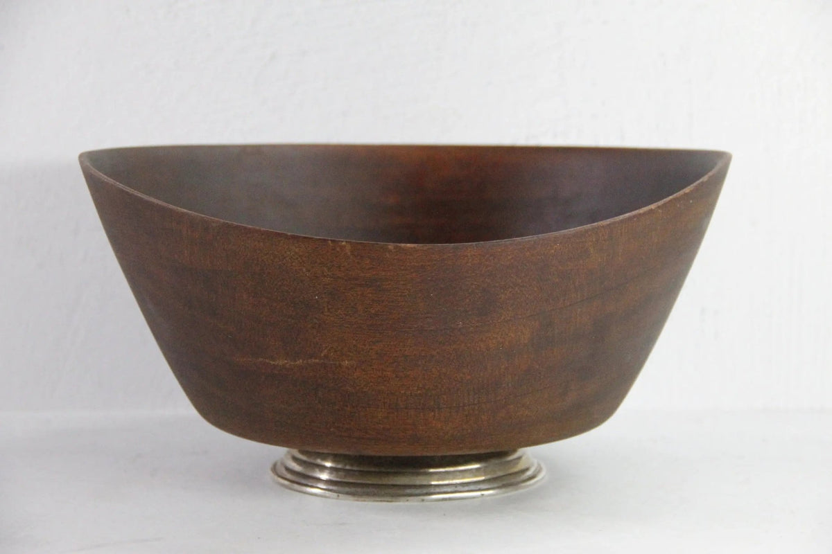 Mahogany Bowl Sterling Silver Base | Mid Century Modern - Debra Hall Lifestyle