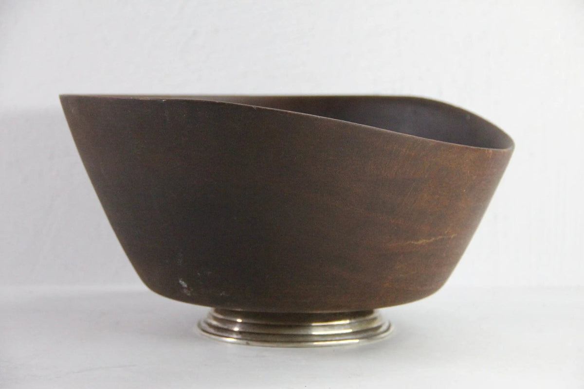Mahogany Bowl Sterling Silver Base | Mid Century Modern - Debra Hall Lifestyle