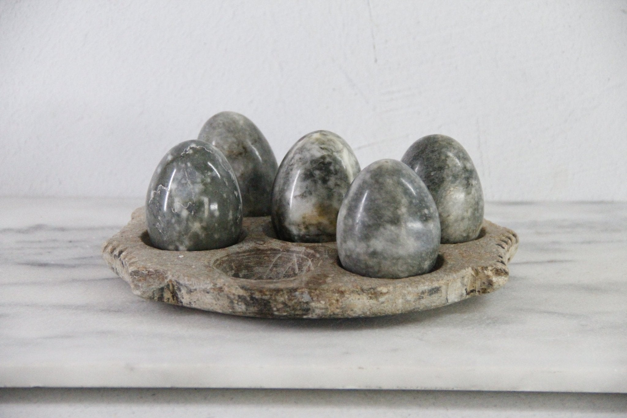 Marble Eggs Vintage | Set of 5 Natural Carved Solid Stone - Debra Hall Lifestyle