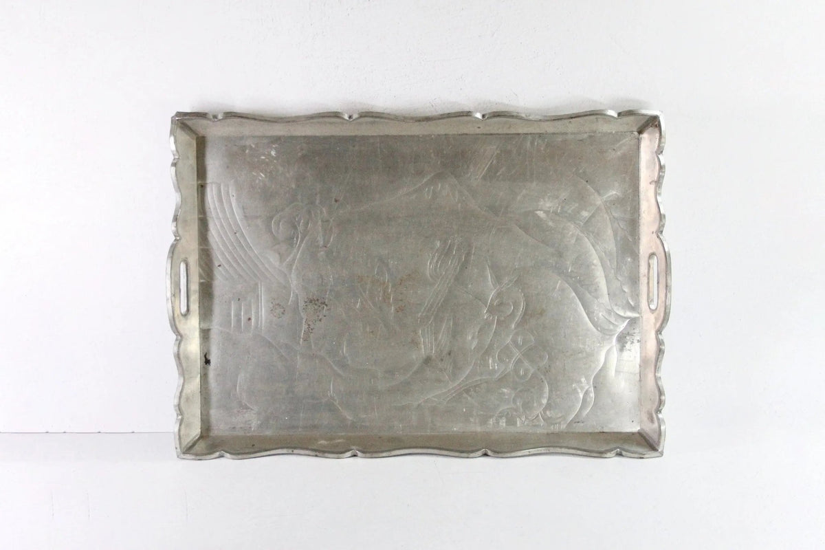 Mexican Tin Tray| Extra Large Vintage Folk Art Serving Tray - Debra Hall Lifestyle