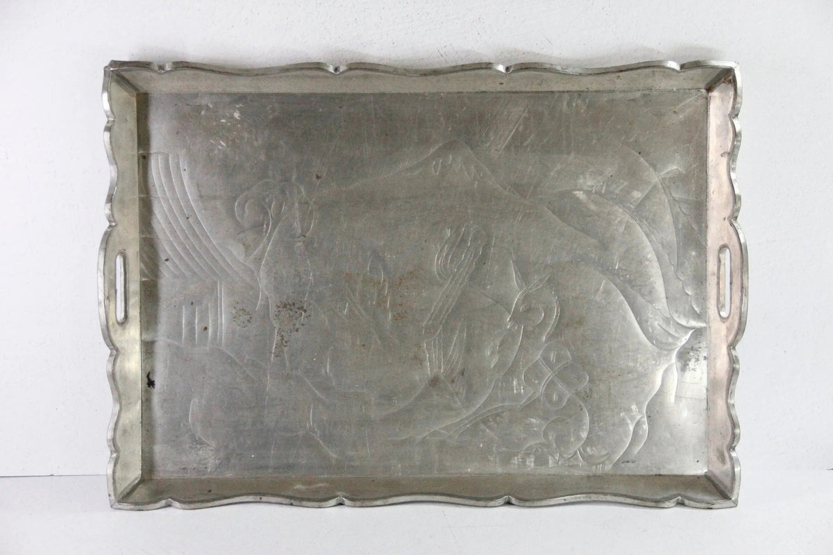 Mexican Tin Tray| Extra Large Vintage Folk Art Serving Tray - Debra Hall Lifestyle
