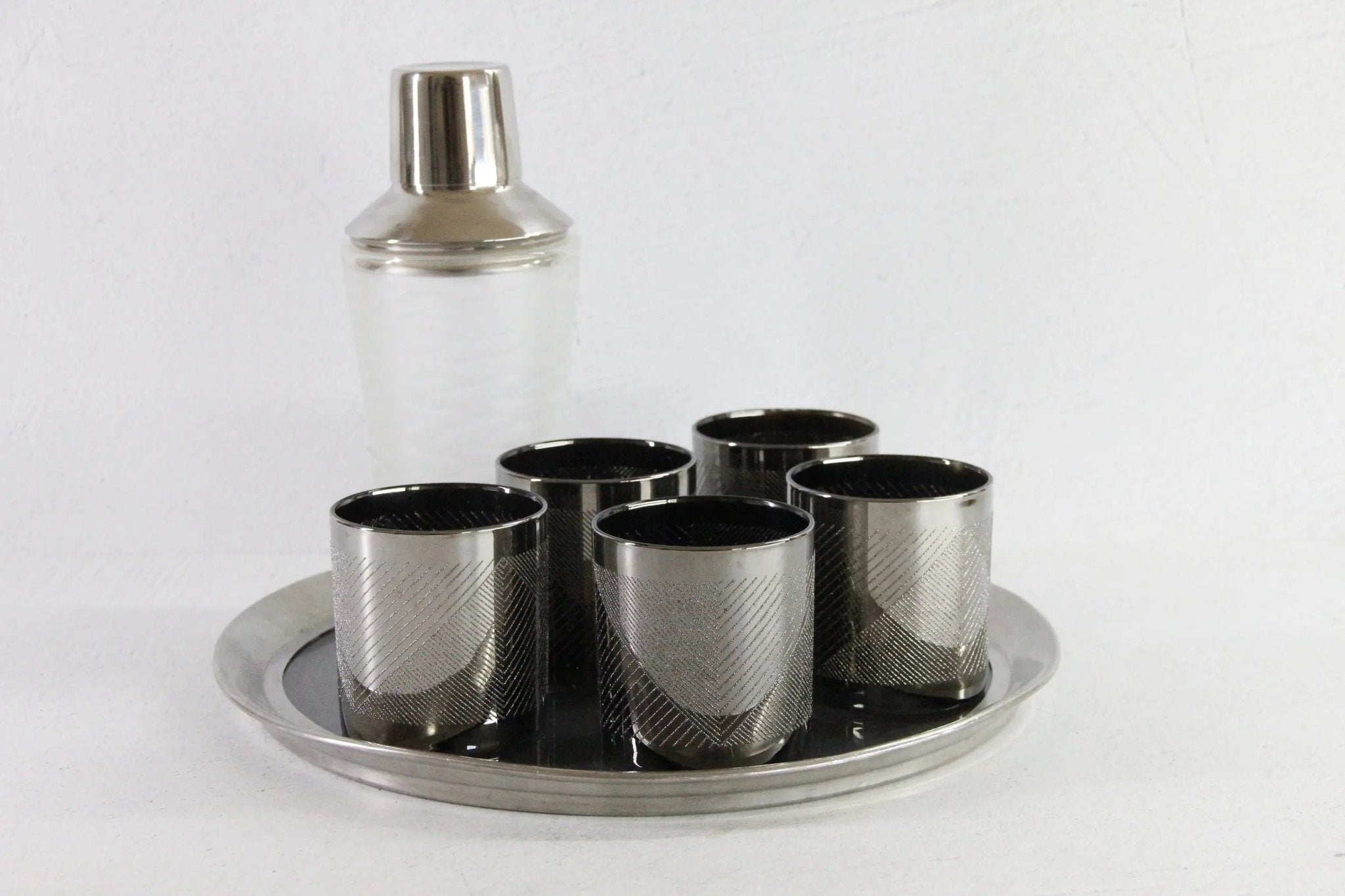 Mid Century Modern Barware | Vintage Shaker, Tray & Rocks Glasses - Debra Hall Lifestyle