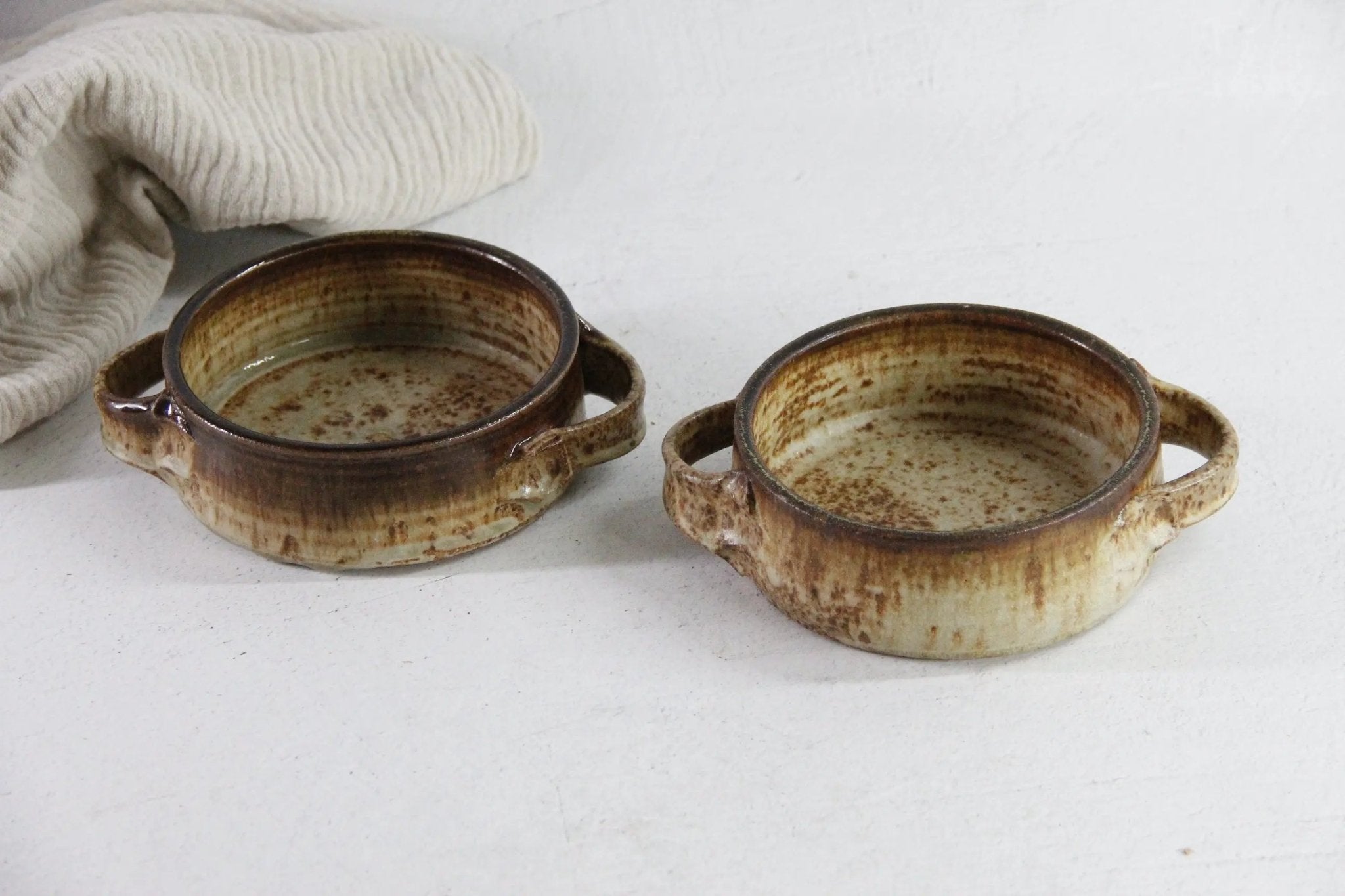 Mid Century Modern Bowl Studio Art Pottery with Handles 2 Pc - Debra Hall Lifestyle