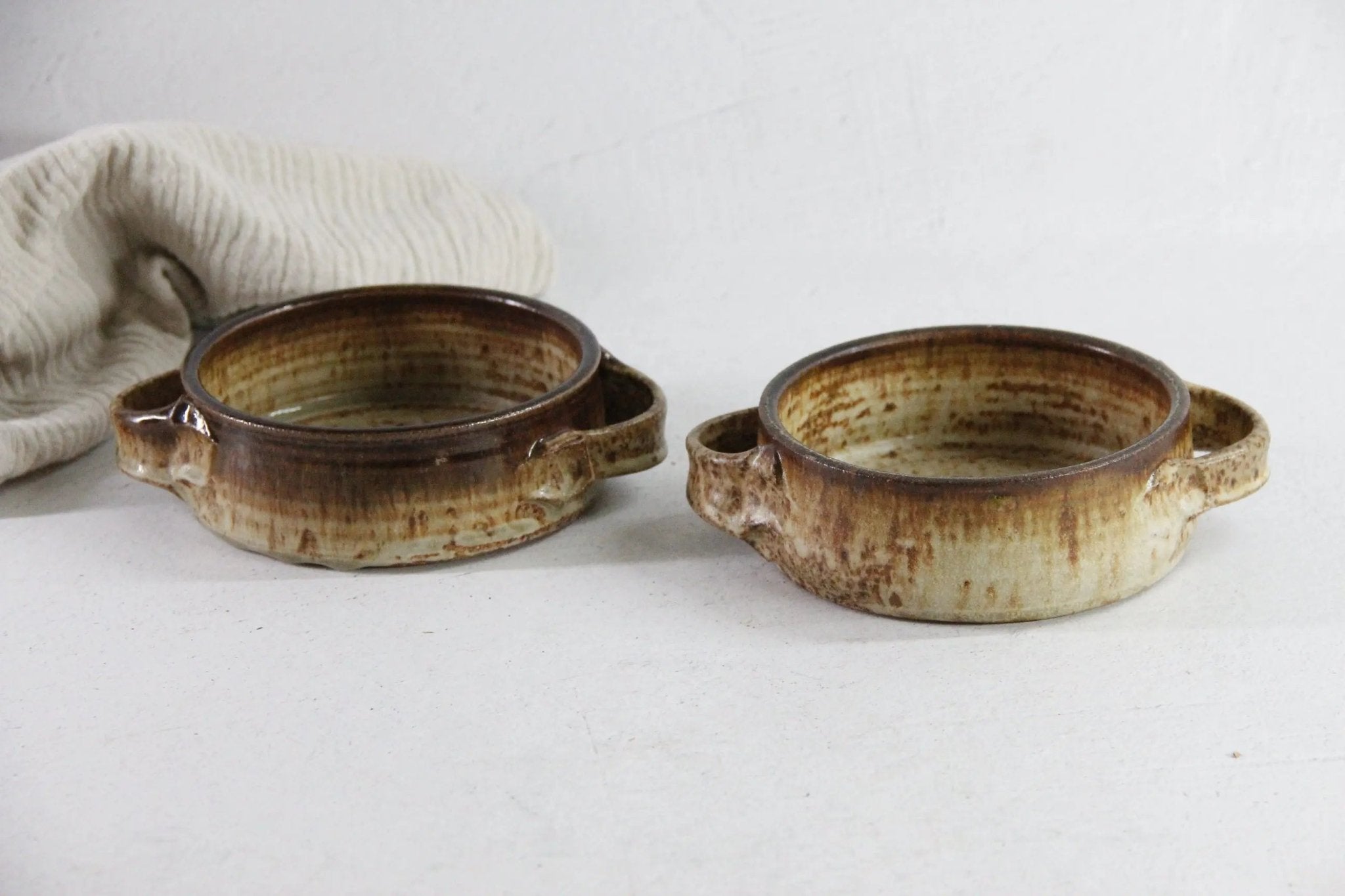 Mid Century Modern Bowl Studio Art Pottery with Handles 2 Pc - Debra Hall Lifestyle