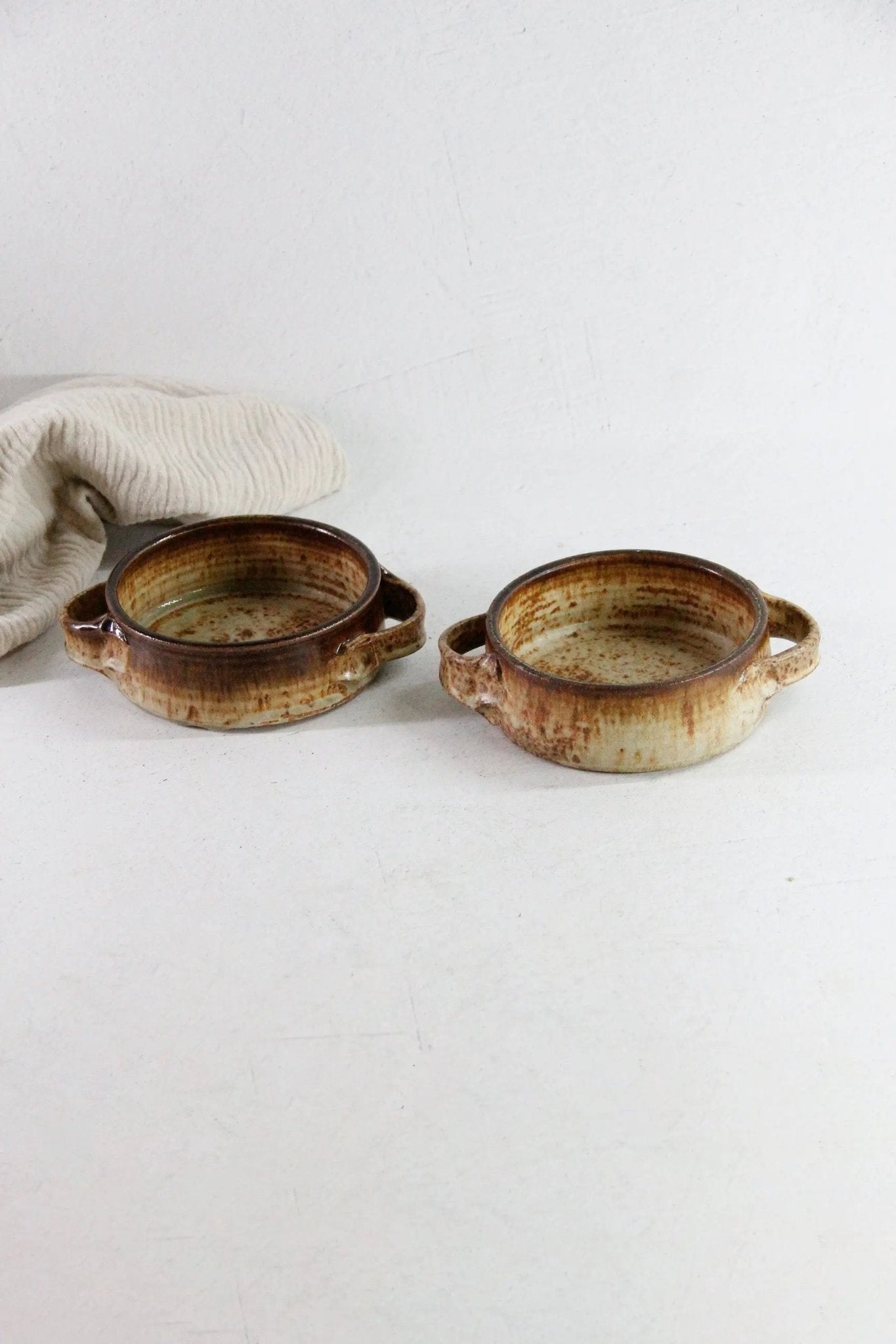 Mid Century Modern Bowl Studio Art Pottery with Handles 2 Pc - Debra Hall Lifestyle