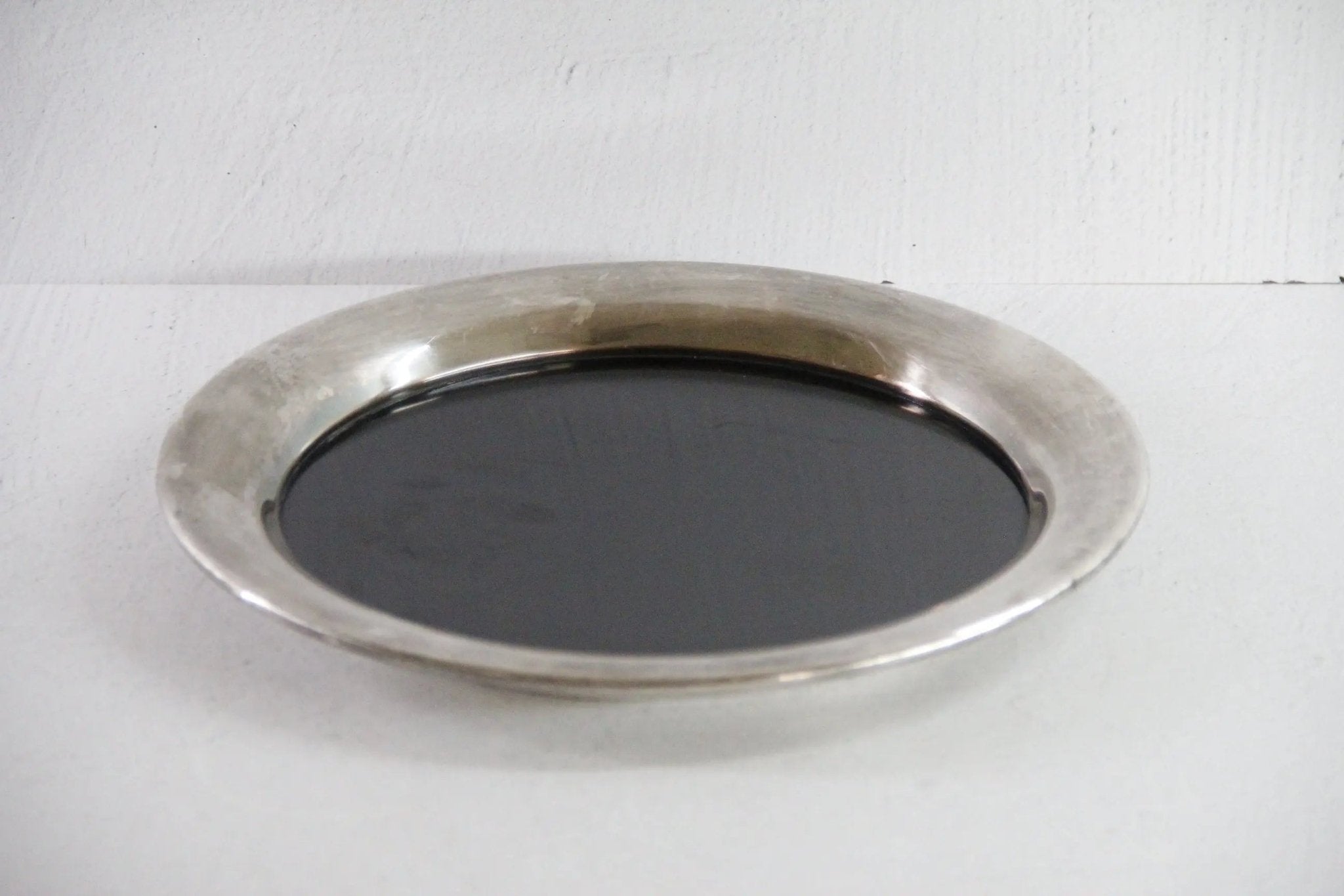 Mid Century Serving Tray | Round Reed and Barton Silver Barware - Debra Hall Lifestyle