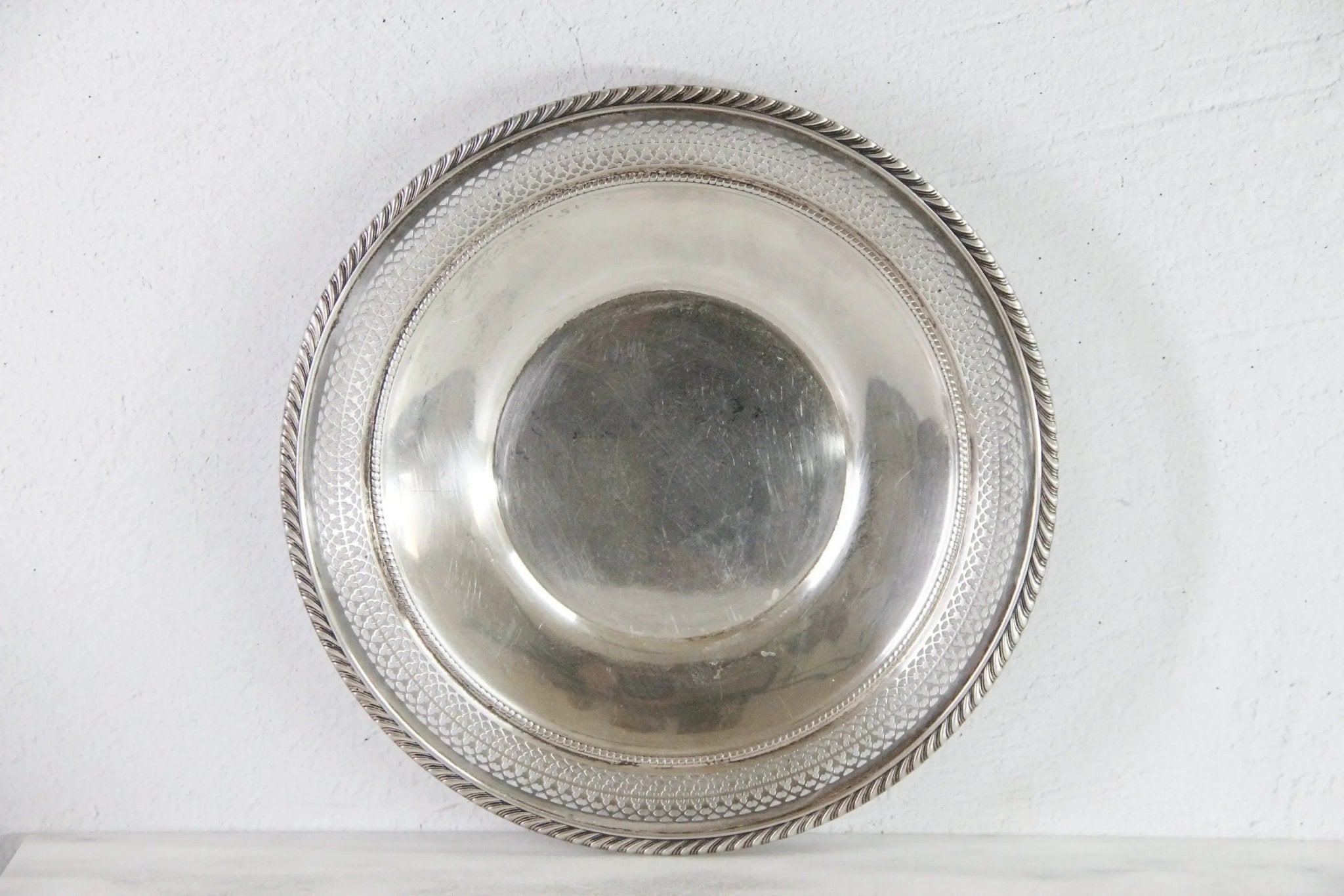 Midcentury Sterling Silver Tray Gorham Reticulated 8 Troy Oz - Debra Hall Lifestyle