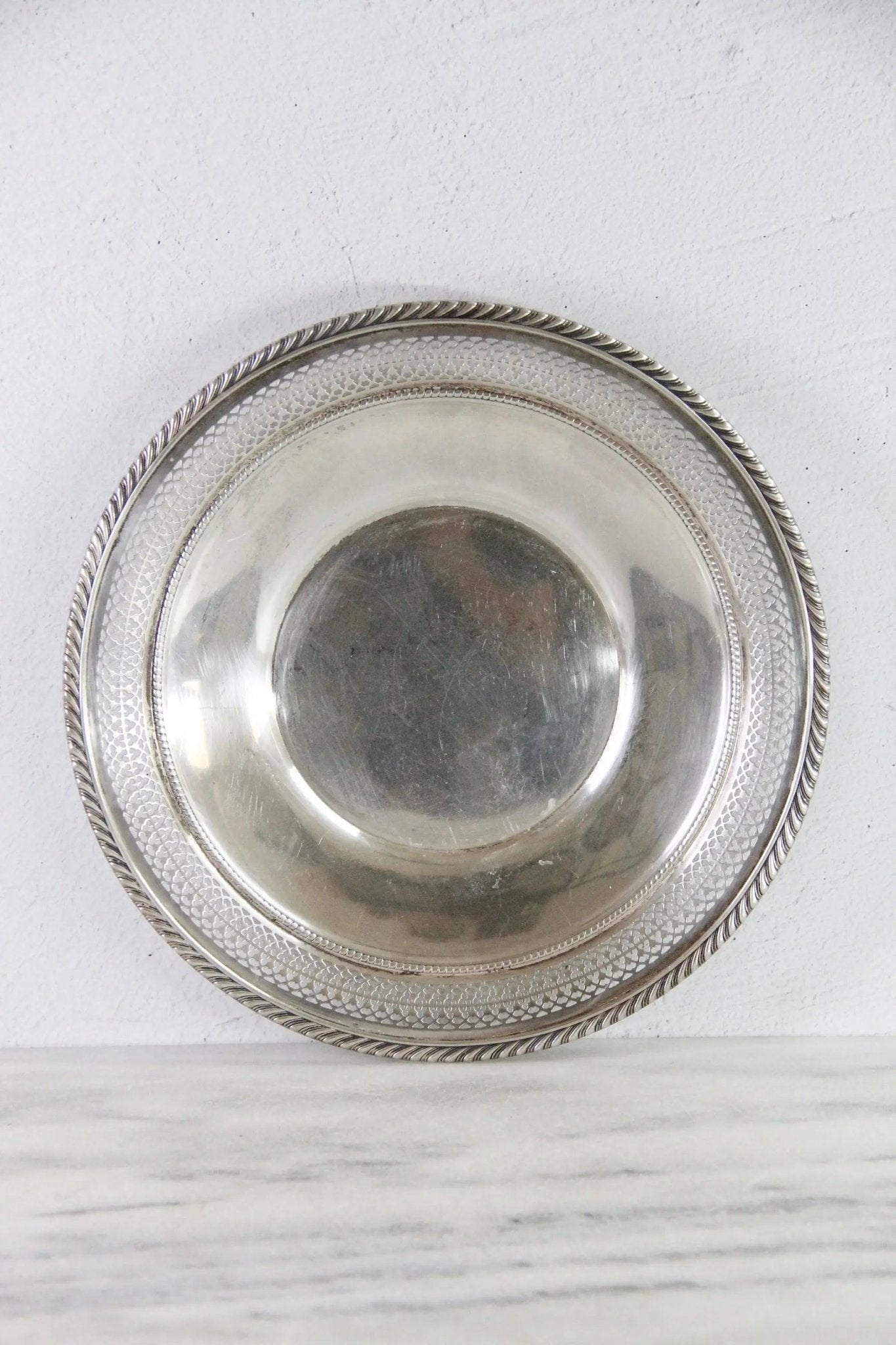 Midcentury Sterling Silver Tray Gorham Reticulated 8 Troy Oz - Debra Hall Lifestyle