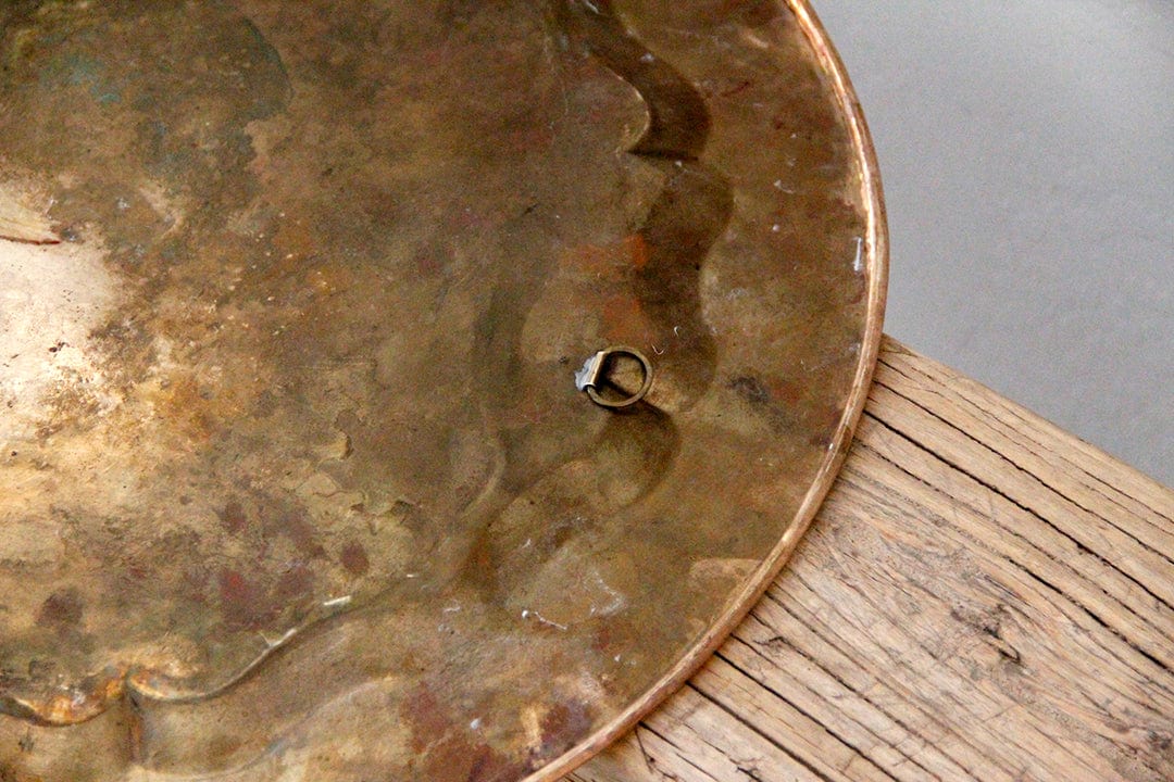 Vintage Round Brass Tray | Incised hook
