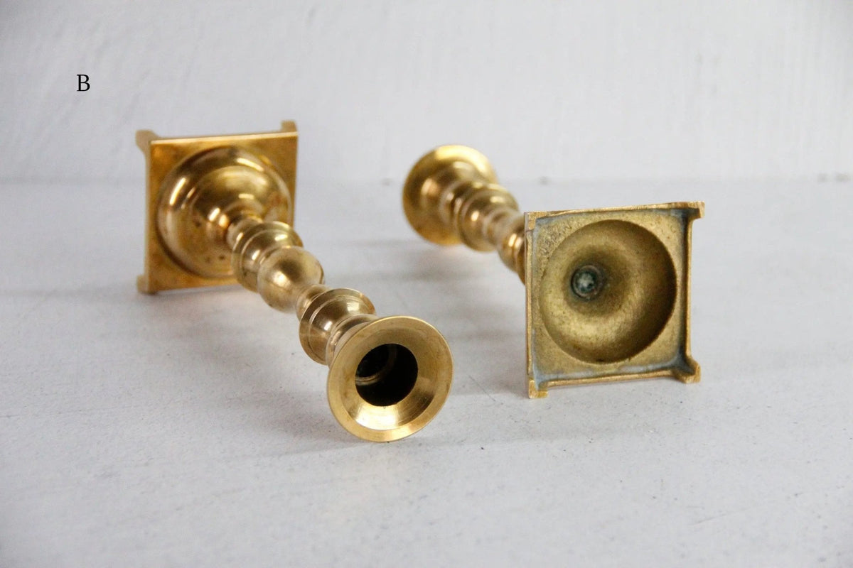 Pair Antique Brass Candlesticks | Assorted Style Candle Holders - Debra Hall Lifestyle