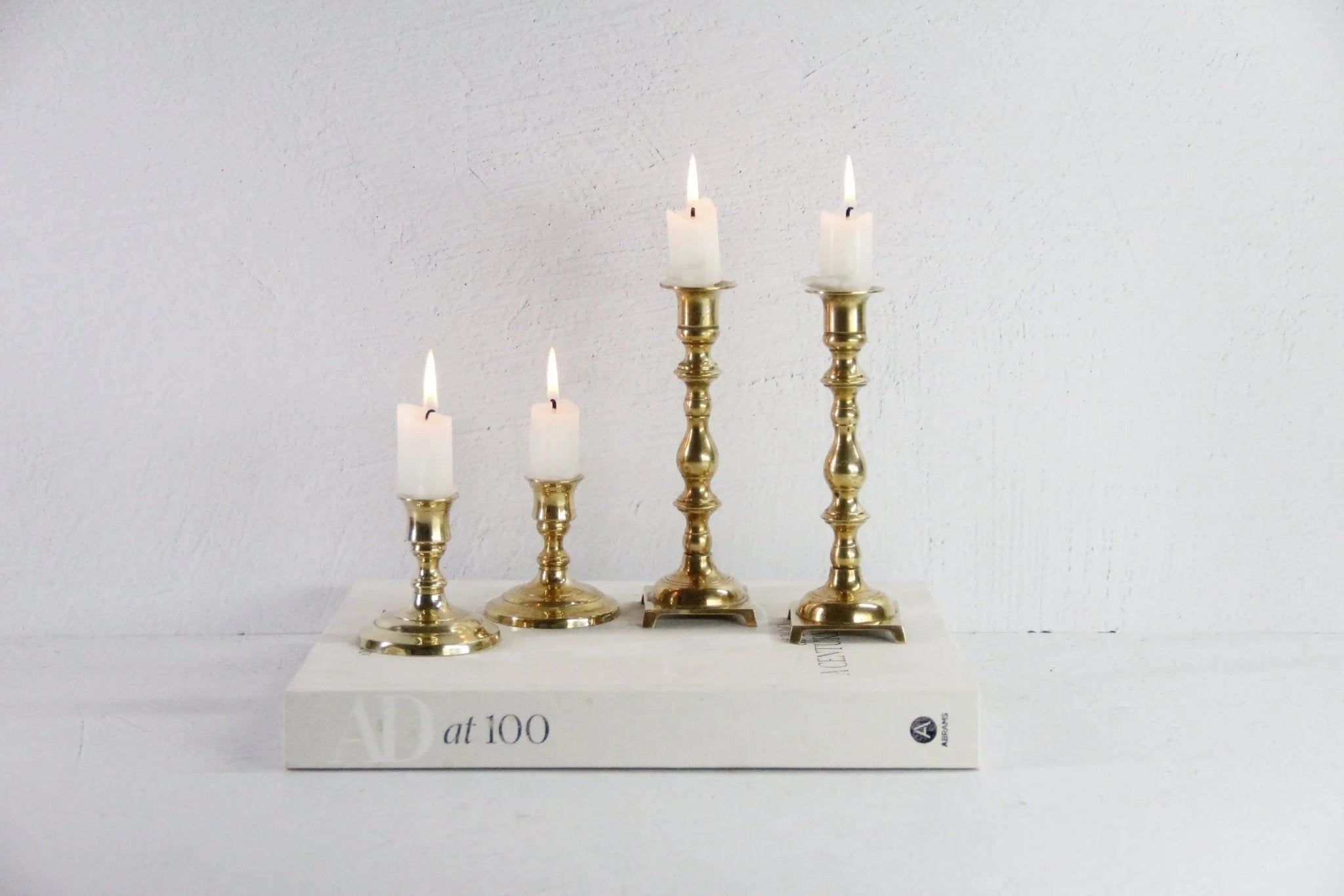 Pair Antique Brass Candlesticks | Assorted Style Candle Holders - Debra Hall Lifestyle