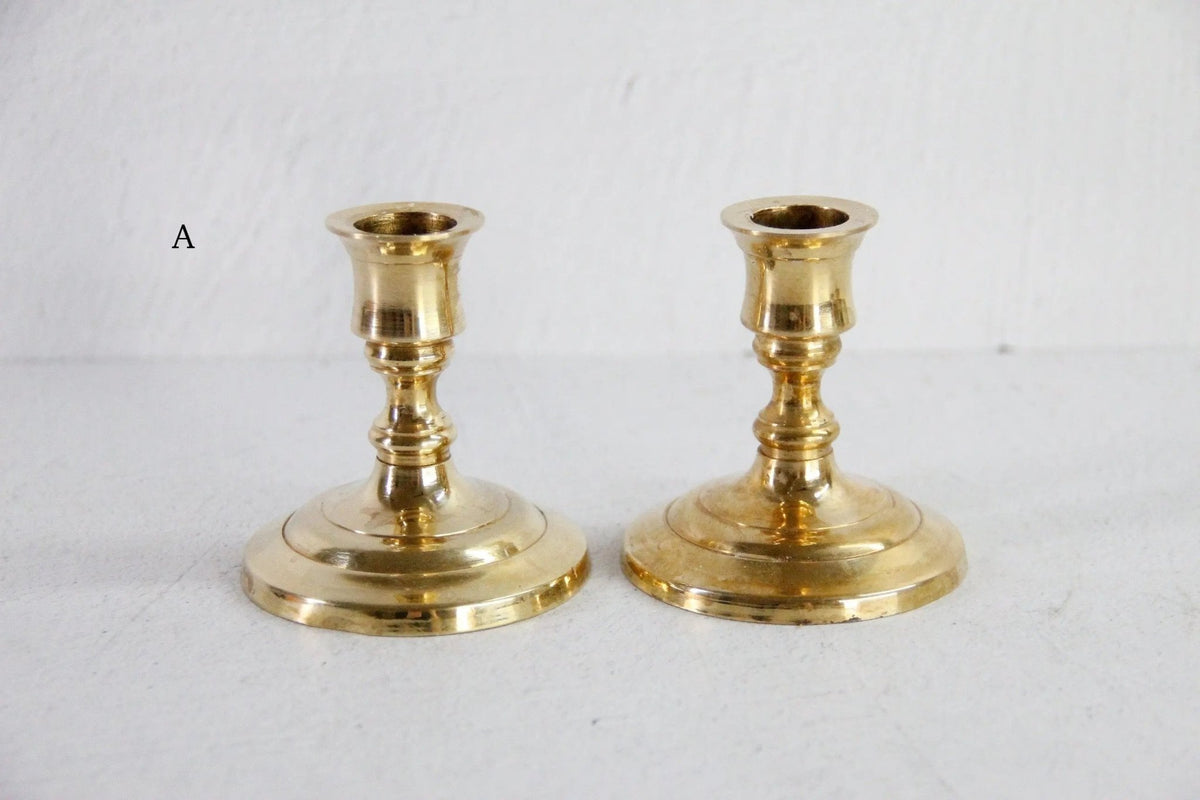 Pair Antique Brass Candlesticks | Assorted Style Candle Holders - Debra Hall Lifestyle