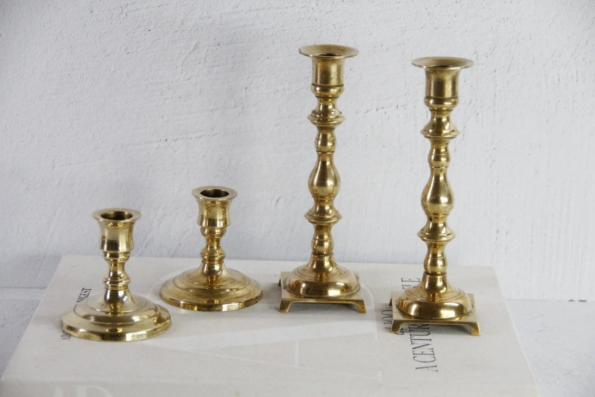 Pair Antique Brass Candlesticks | Assorted Style Candle Holders - Debra Hall Lifestyle