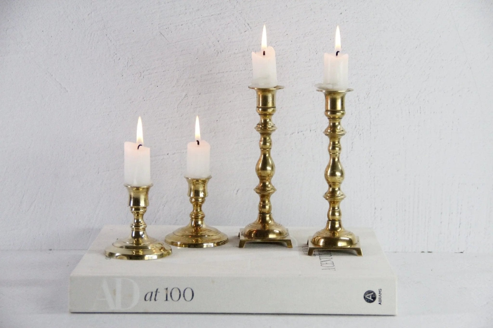 Pair Antique Brass Candlesticks | Assorted Style Candle Holders - Debra Hall Lifestyle