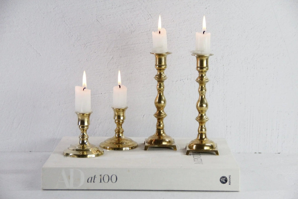 Pair Antique Brass Candlesticks | Assorted Style Candle Holders - Debra Hall Lifestyle