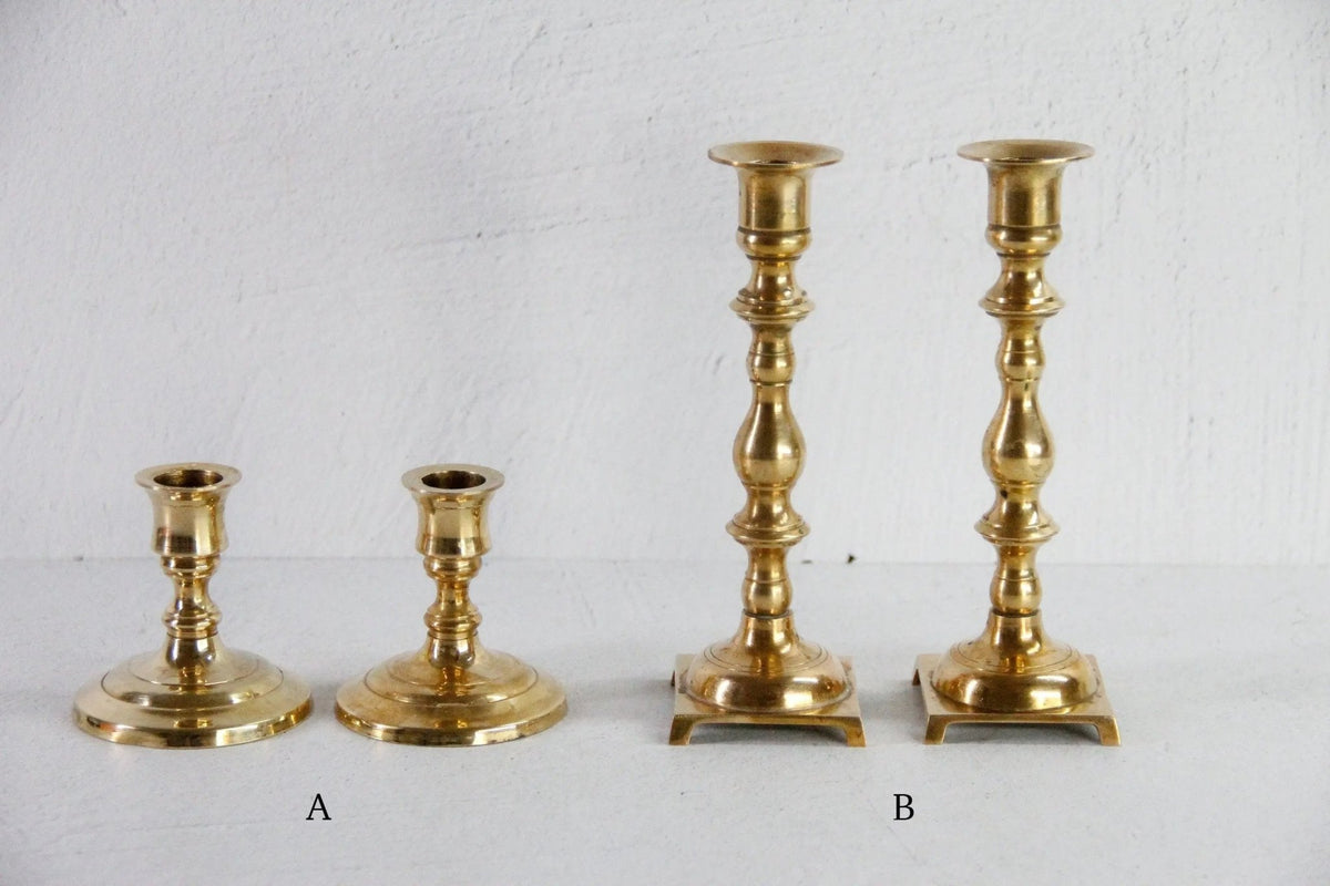Pair Antique Brass Candlesticks | Assorted Style Candle Holders - Debra Hall Lifestyle