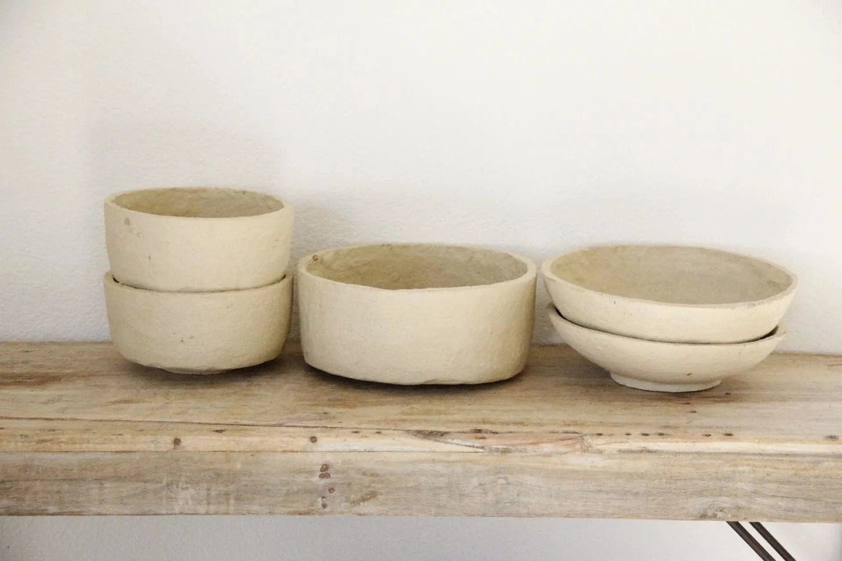 Paper Mache Bowl | Hand Made Off White In Assorted Sizes - Debra Hall Lifestyle