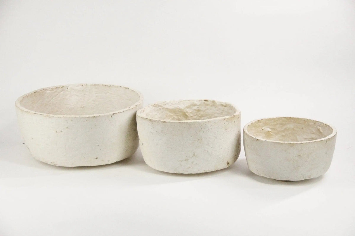 Papier Mâché Bowl | Off-White Modern Shape-Assorted - Debra Hall Lifestyle