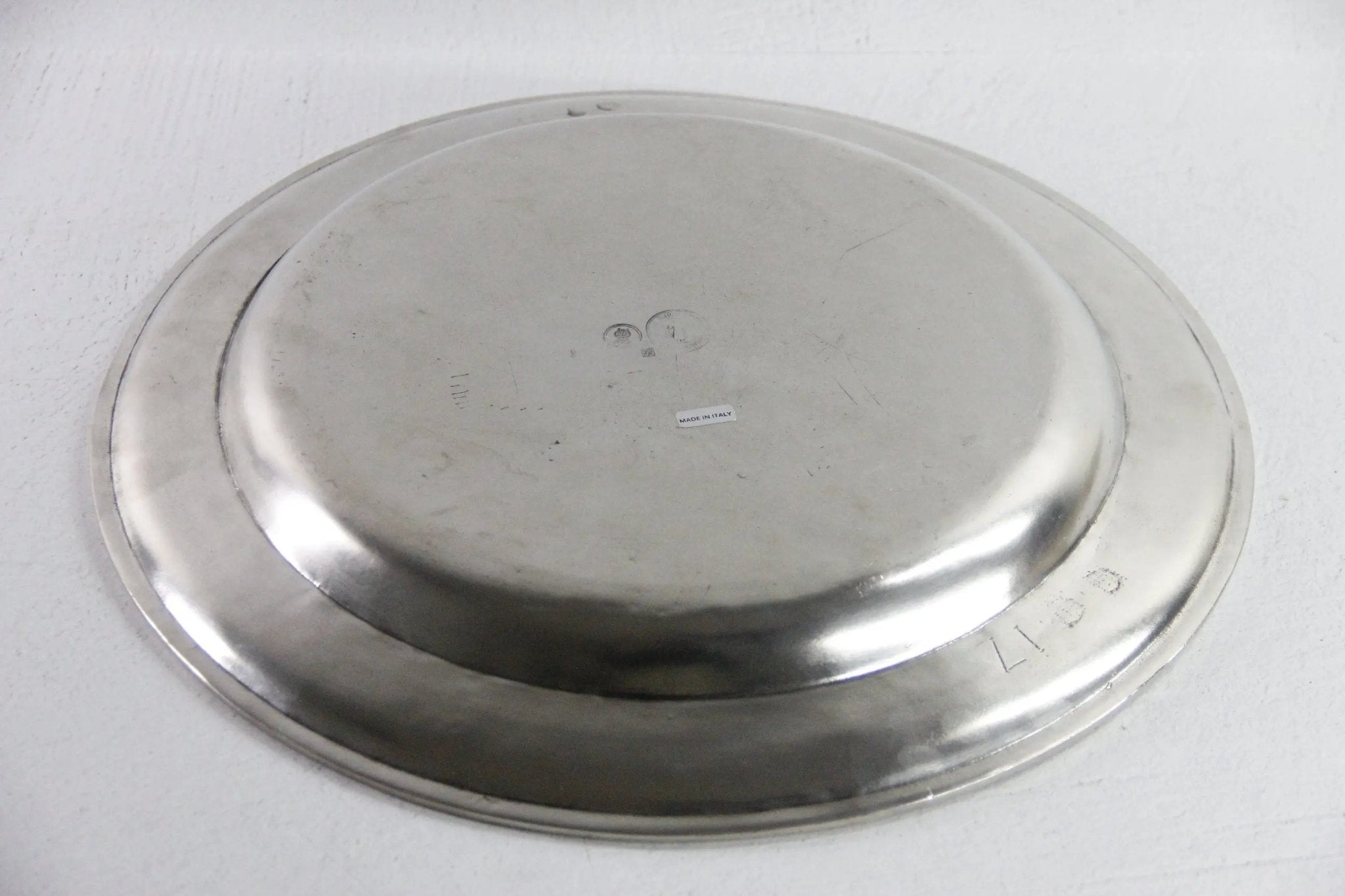 Pewter Platter | Italian Deep Round Serving Tray Hand Crafted - Debra Hall Lifestyle