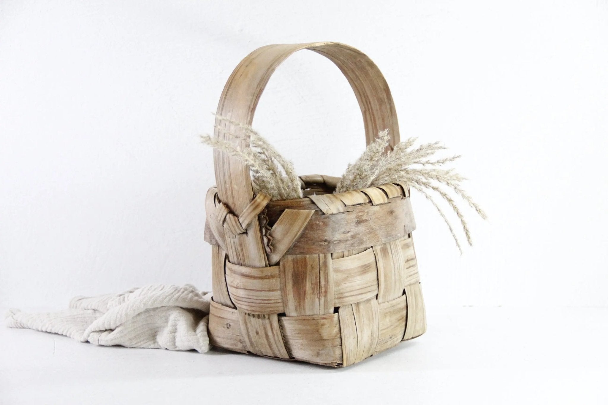 Primitive Basket | Antique Splint Gathering Basket - Debra Hall Lifestyle