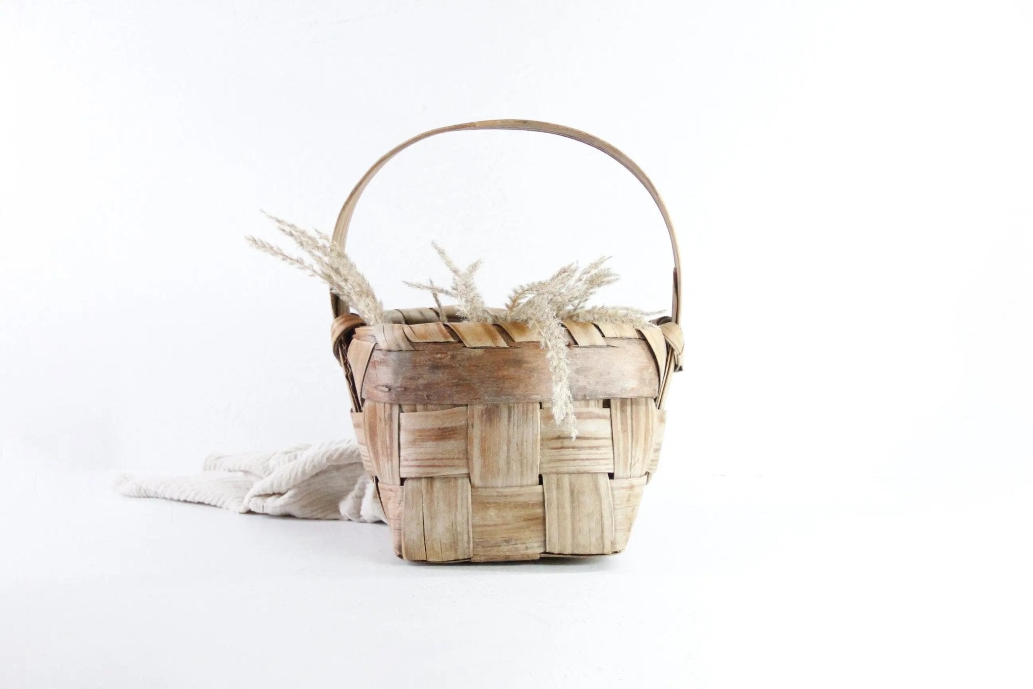 Primitive Basket | Antique Splint Gathering Basket - Debra Hall Lifestyle