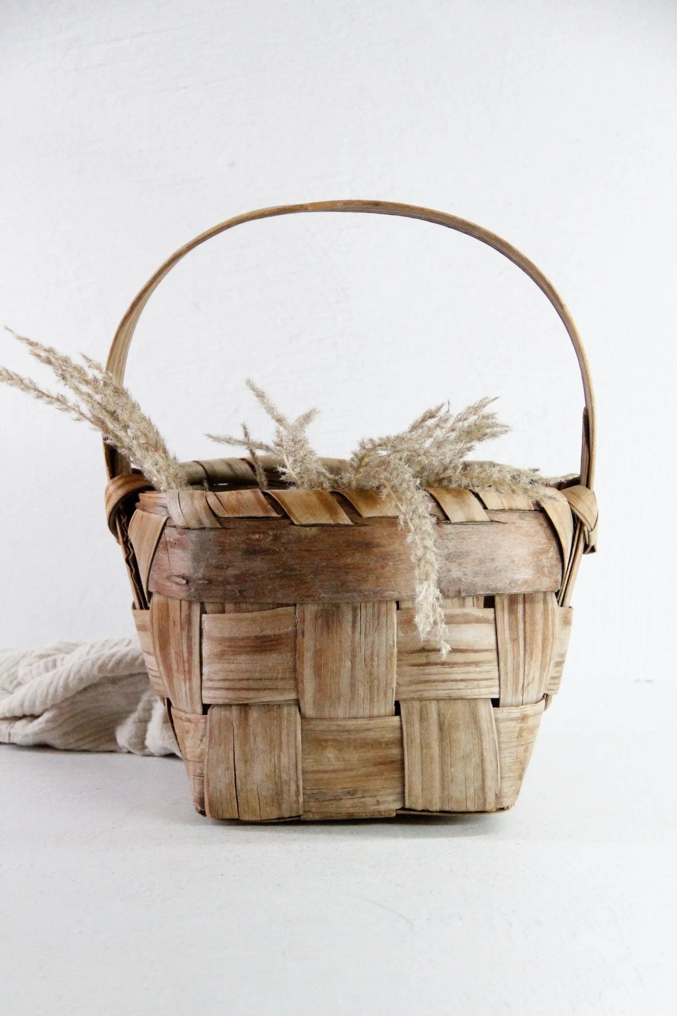 Primitive Basket | Antique Splint Gathering Basket - Debra Hall Lifestyle