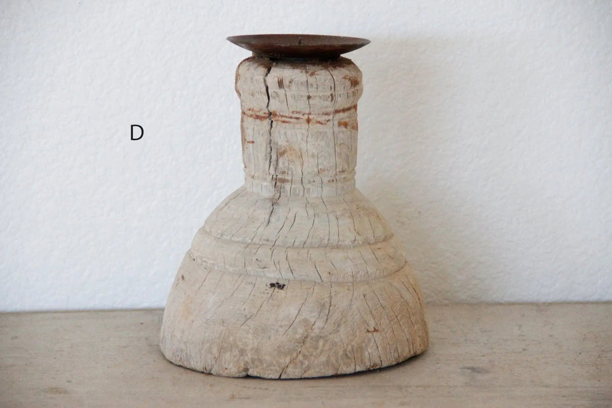Primitive Wood Candle Holder | Chunky - Debra Hall Lifestyle