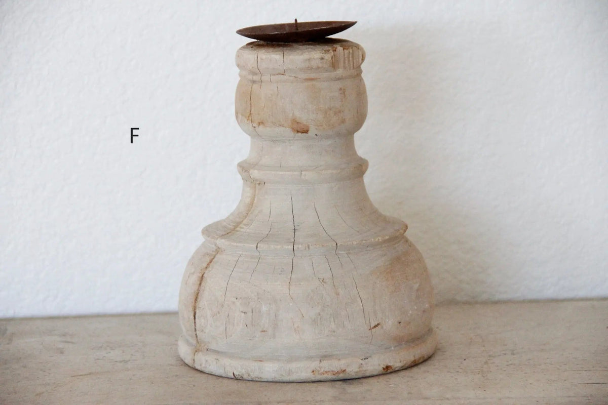 Primitive Wood Candle Holder | Chunky - Debra Hall Lifestyle