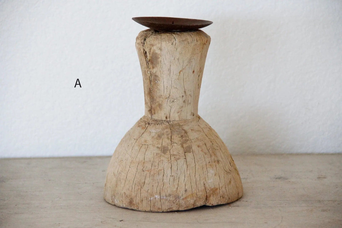 Primitive Wood Candle Holder | Chunky - Debra Hall Lifestyle