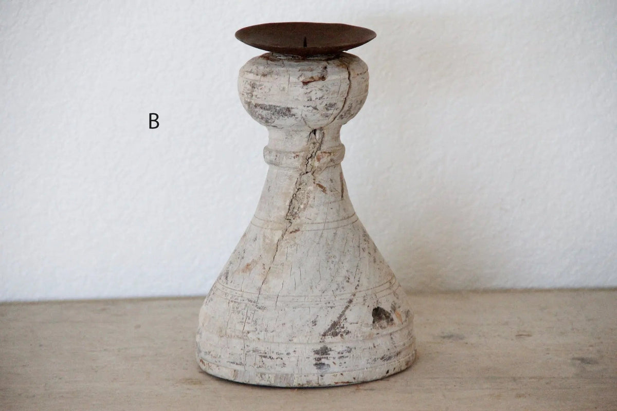 Primitive Wood Candle Holder | Chunky - Debra Hall Lifestyle