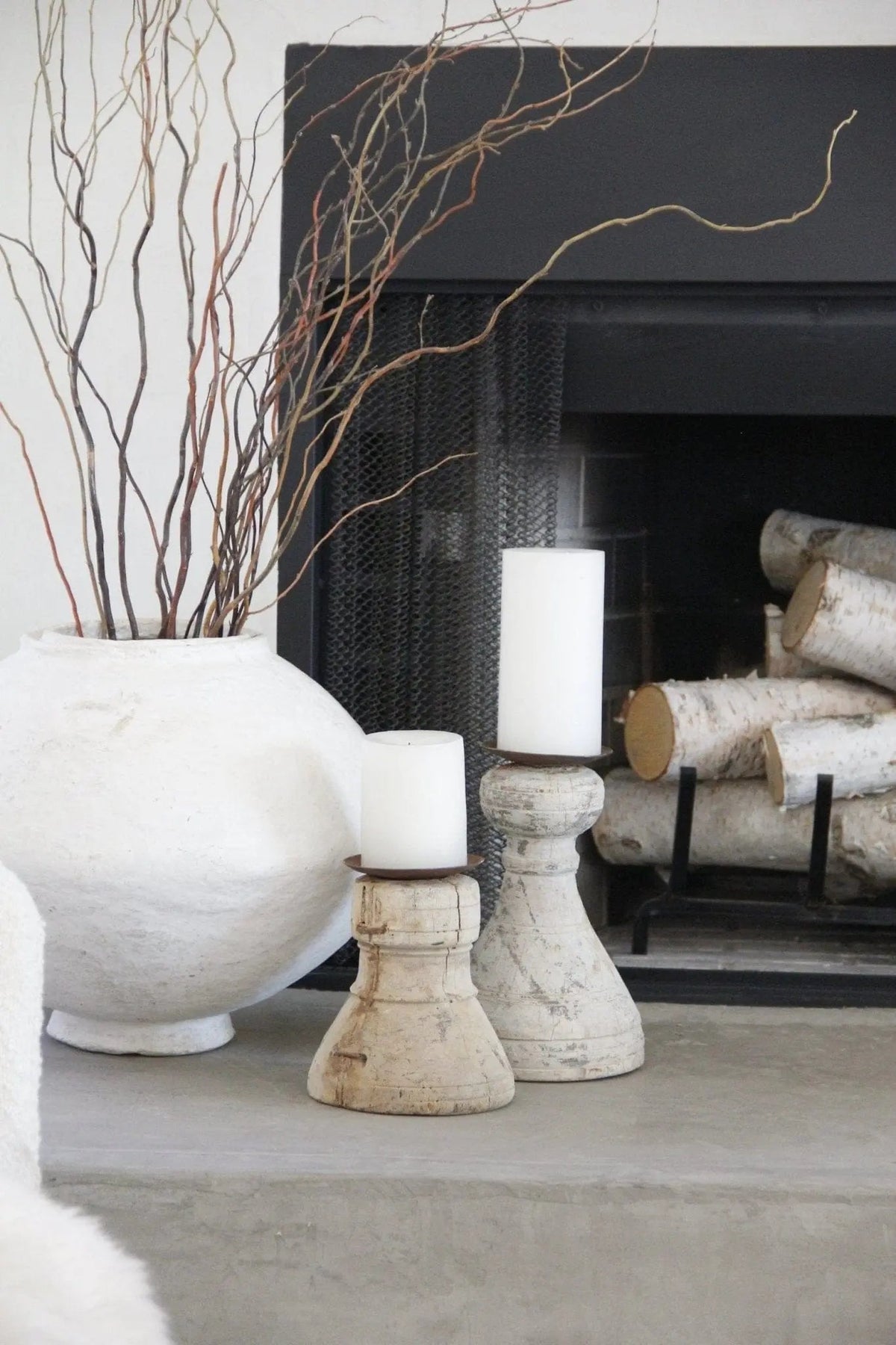 Primitive Wood Candle Holder | Chunky - Debra Hall Lifestyle