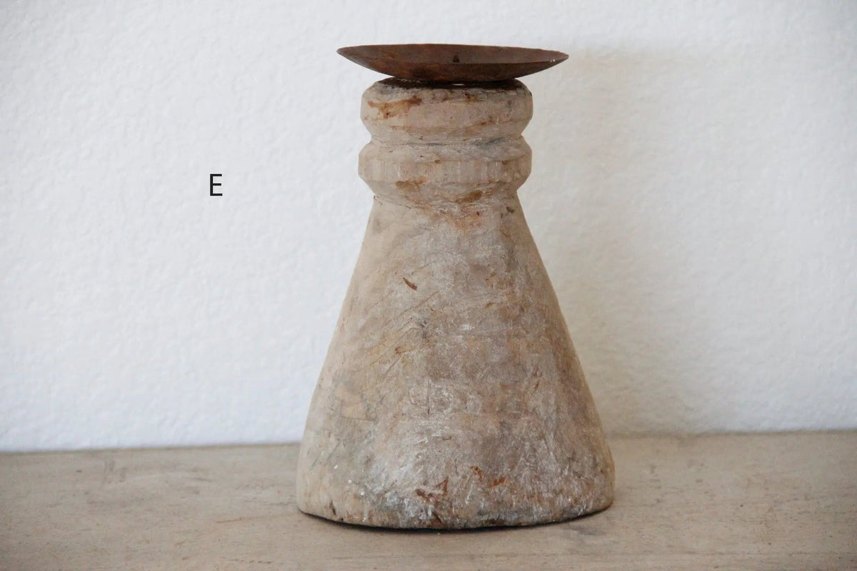 Primitive Wood Candle Holder | Chunky - Debra Hall Lifestyle
