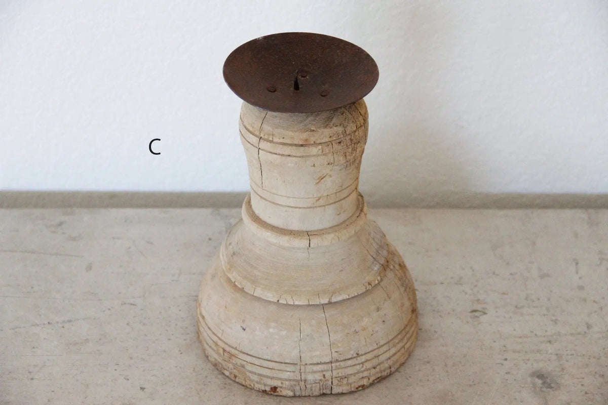 Primitive Wood Candle Holder | Chunky - Debra Hall Lifestyle