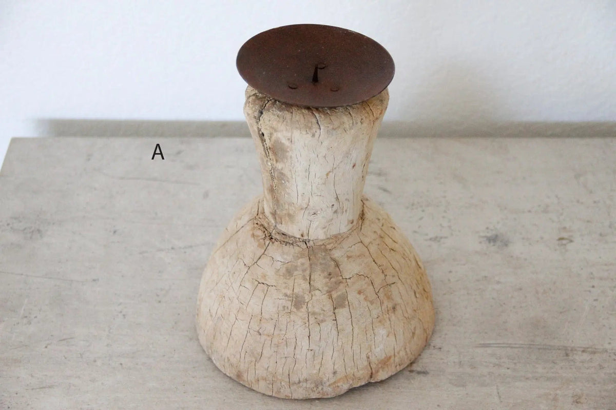 Primitive Wood Candle Holder | Chunky - Debra Hall Lifestyle