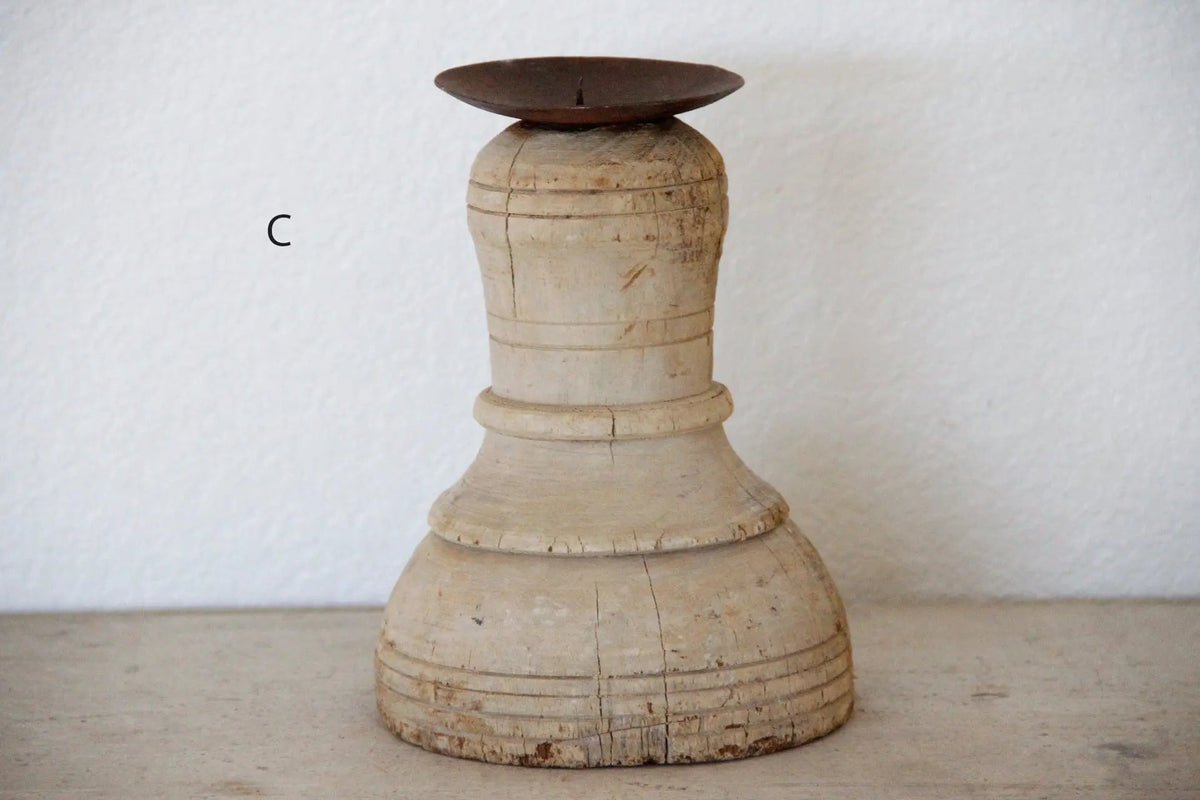 Primitive Wood Candle Holder | Chunky - Debra Hall Lifestyle