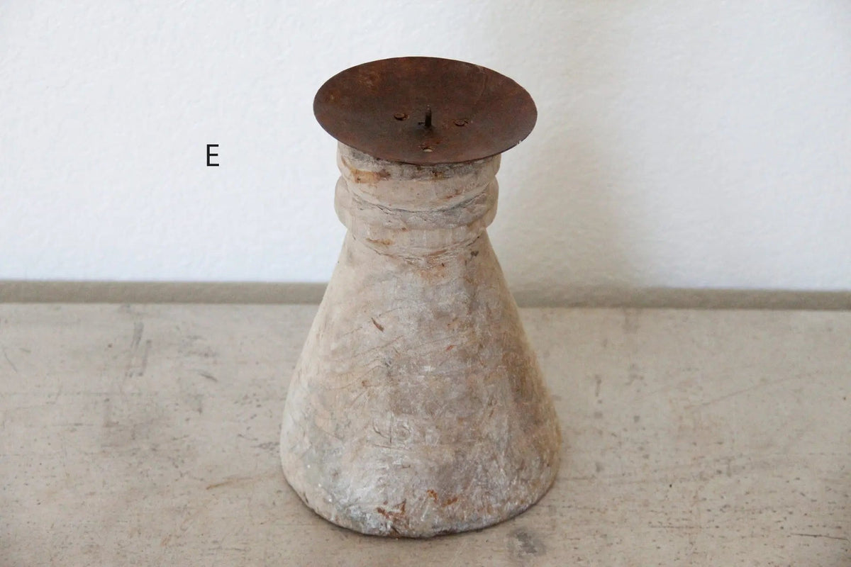 Primitive Wood Candle Holder | Chunky - Debra Hall Lifestyle