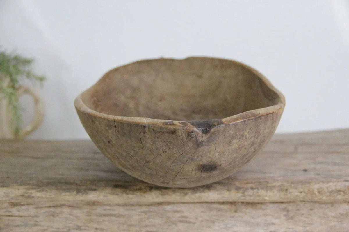 Primitive Wooden Bowl | Hand-Made African With Handle - Debra Hall Lifestyle