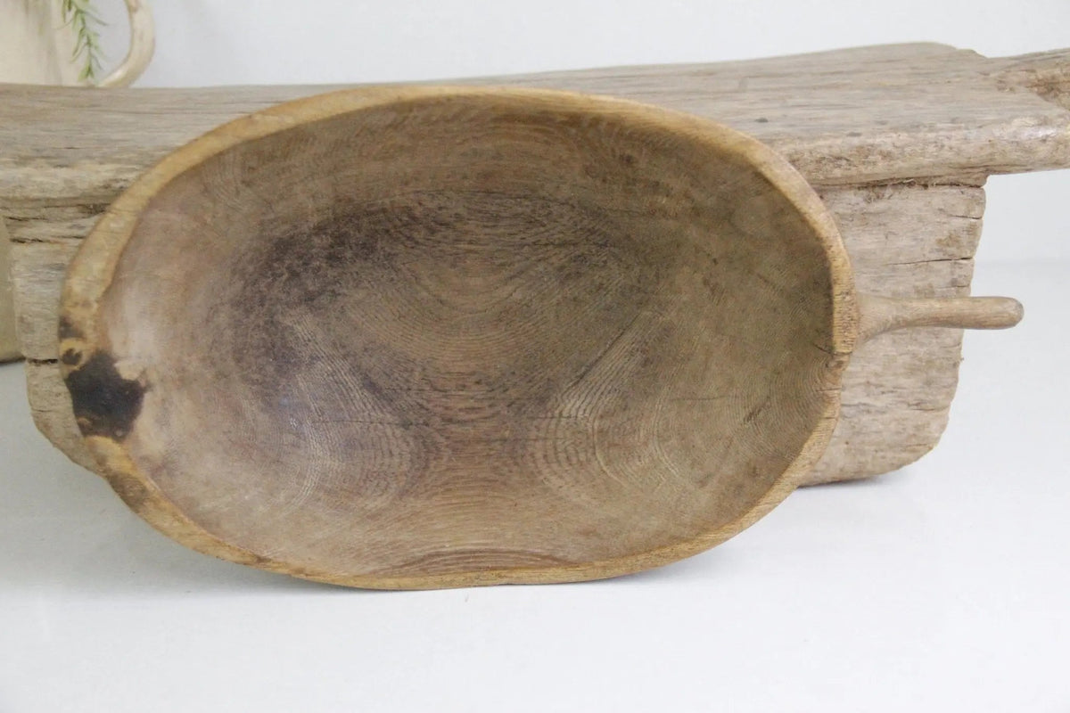 Primitive Wooden Bowl | Hand-Made African With Handle - Debra Hall Lifestyle