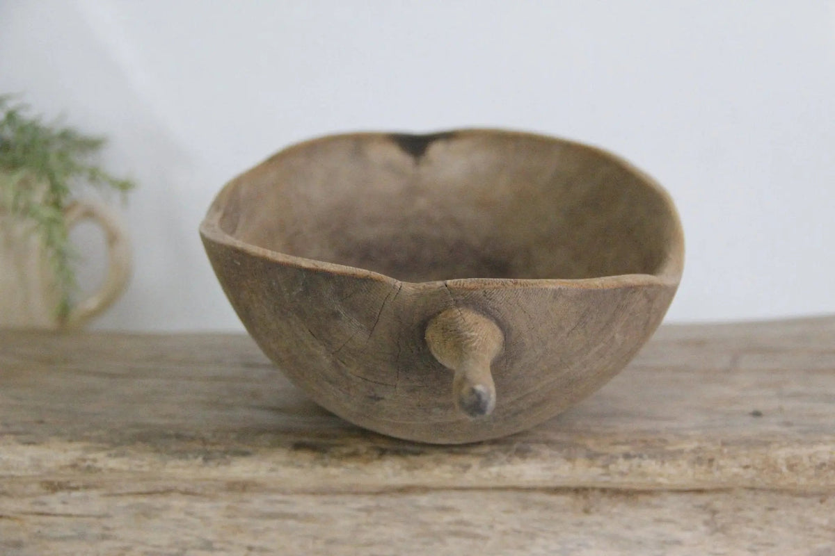 Primitive Wooden Bowl | Hand-Made African With Handle - Debra Hall Lifestyle