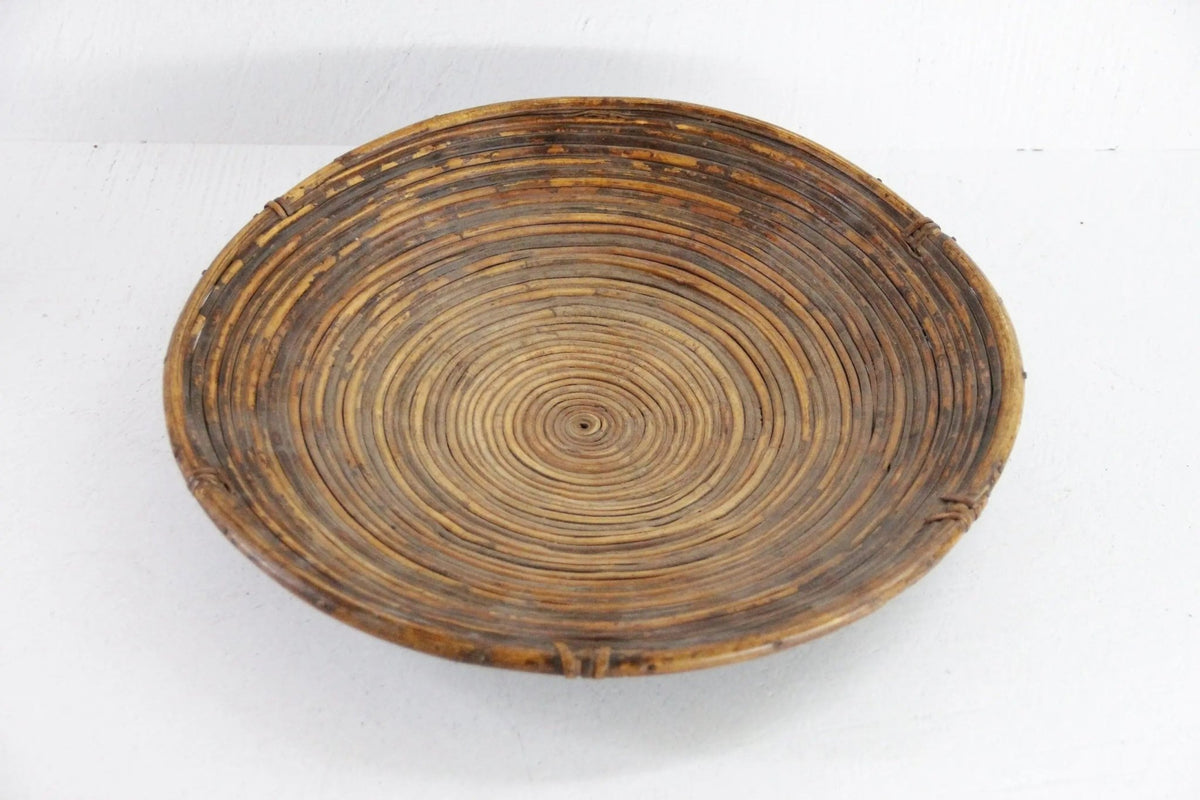 Rattan Bowl Basket | Gabriella Crespi Style Pencil Reed - Debra Hall Lifestyle
