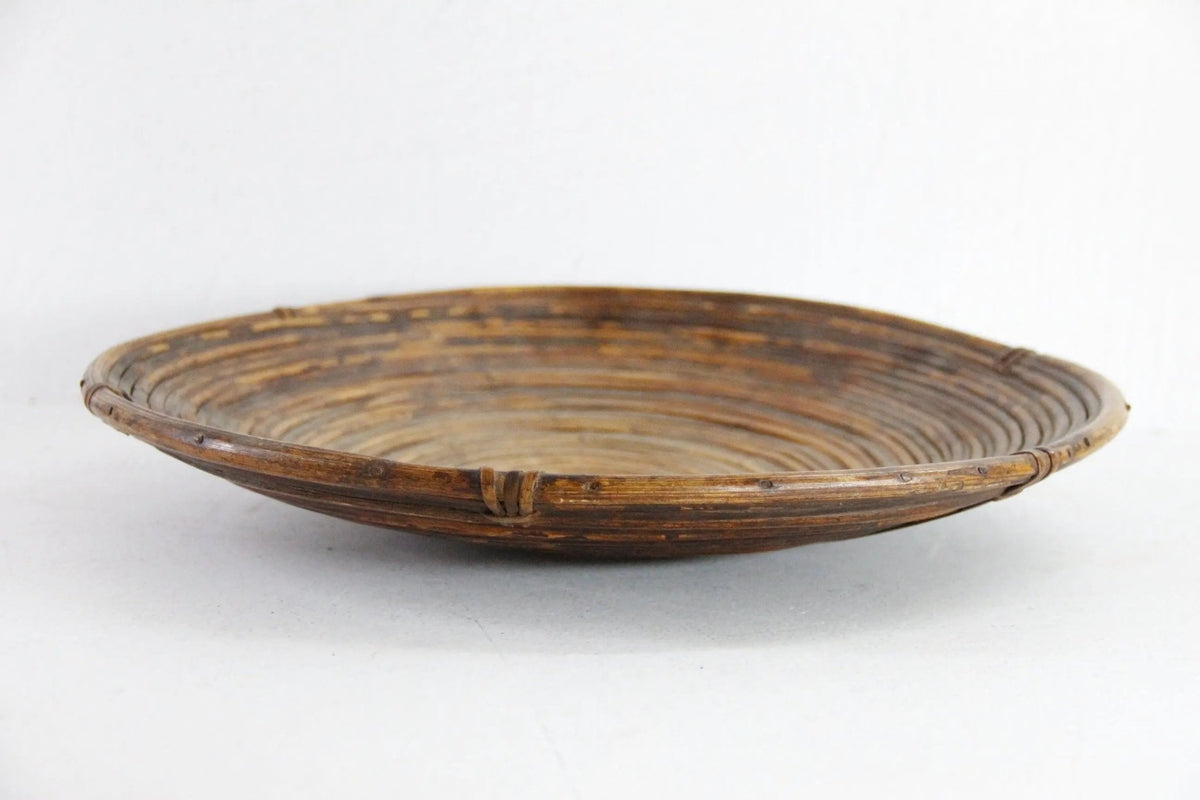 Rattan Bowl Basket | Gabriella Crespi Style Pencil Reed - Debra Hall Lifestyle